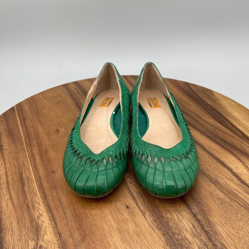 Miz Mooz Damen Twist Flats Womens Size 7.5 Green Leather Casual Slip On Shoes - Picture 2 of 9